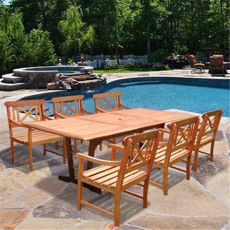 MALIBU OUTDOOR Malibu Outdoor 7-piece Wood Patio Dining Set with Extension Table  - V232SET16 V232SET16